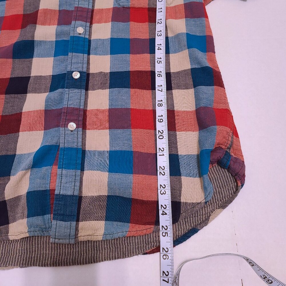 Merona Red, Blue & Cream Plaid Button-Down Shirt β Size M - Picture 5 of 8
